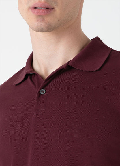 Mens Long Sleeve Pique Polo Shirt In Port Mpol1065 Rddu