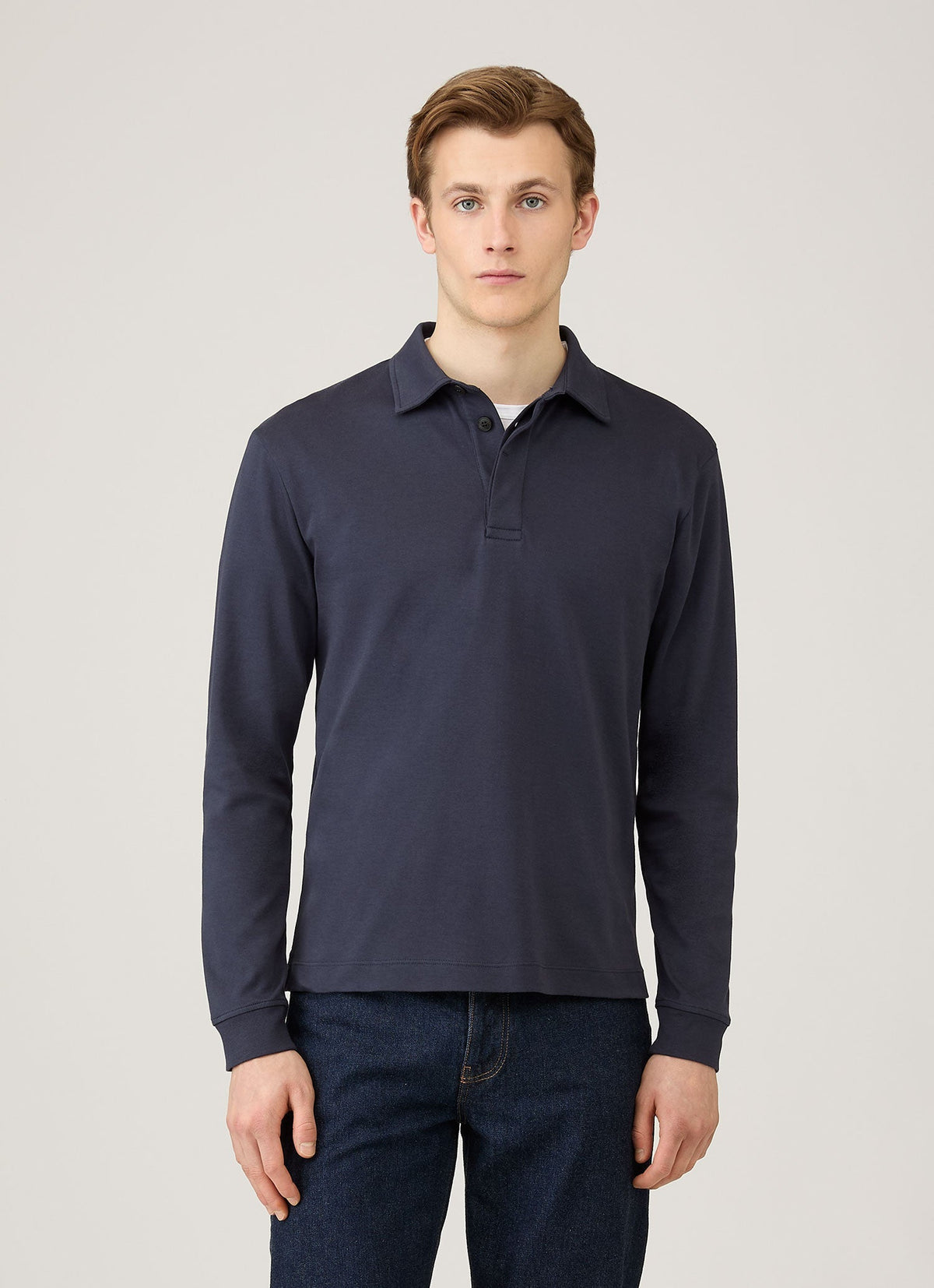 Mens Heavyweight Rugby Polo Shirt In Navy Mpol1066 Buaa