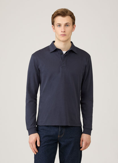 Mens Heavyweight Rugby Polo Shirt In Navy Mpol1066 Buaa