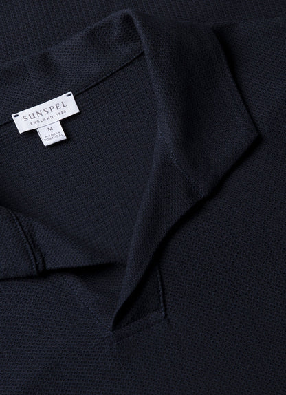 Mens Textured Jersey Polo Shirt In Midnight Navy Mpol1074 Buvn