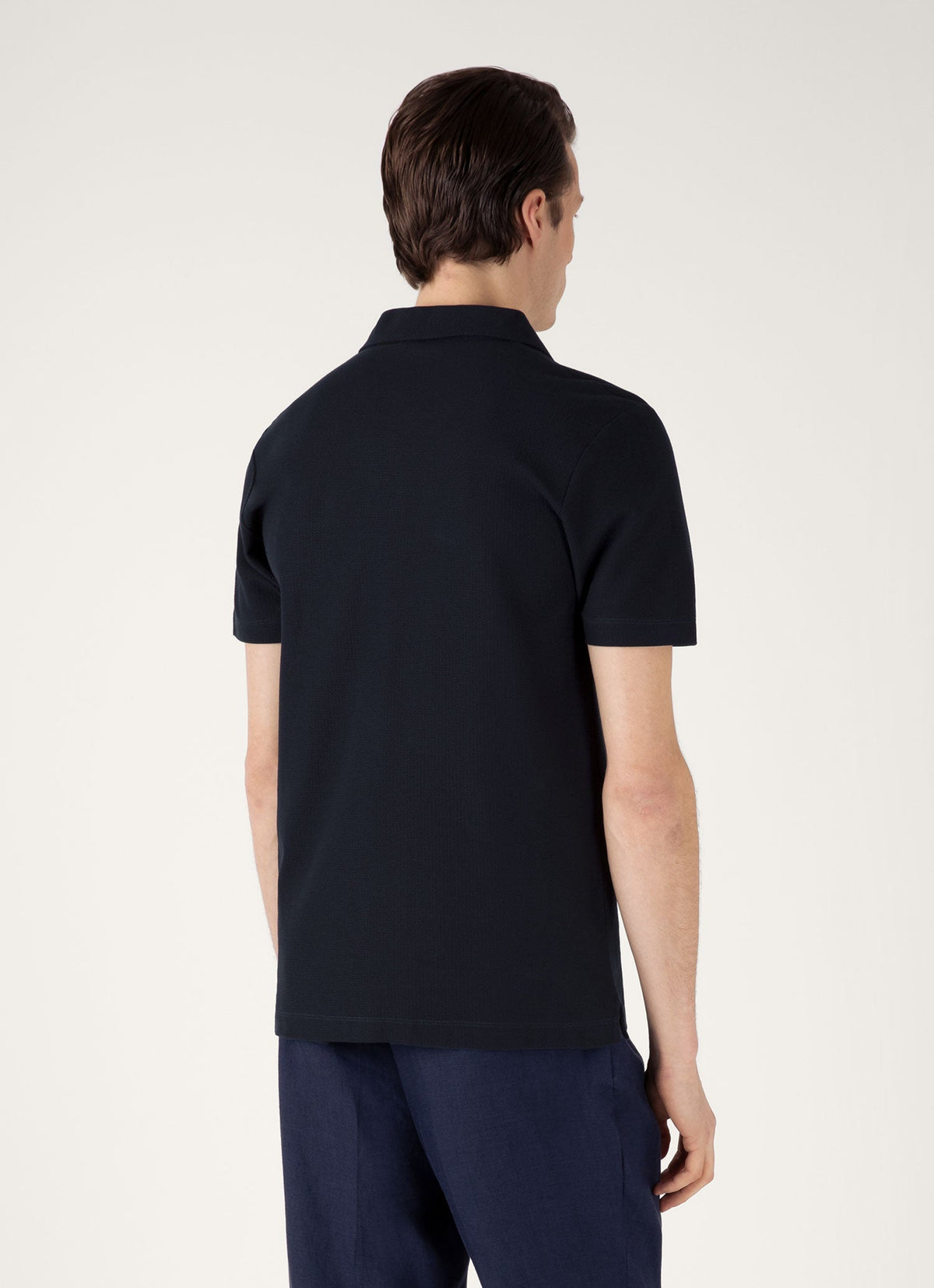 Mens Textured Jersey Polo Shirt In Midnight Navy Mpol1074 Buvn