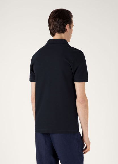 Mens Textured Jersey Polo Shirt In Midnight Navy Mpol1074 Buvn