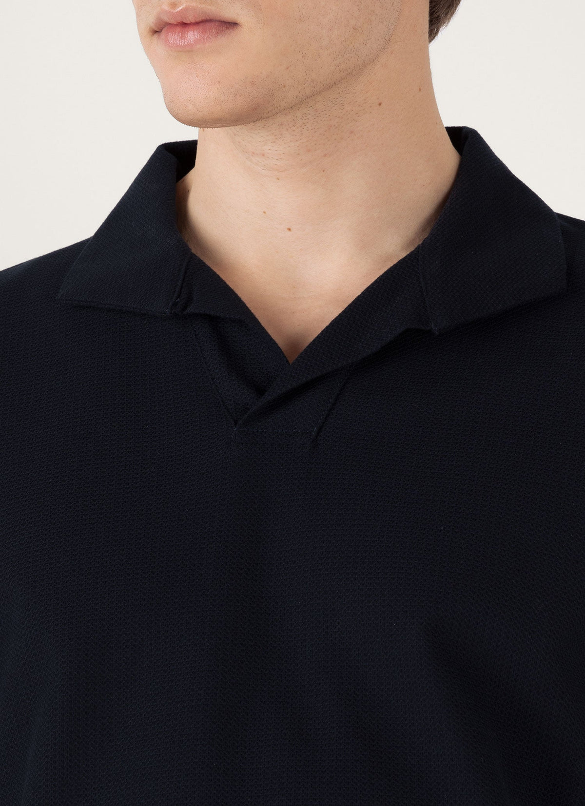 Mens Textured Jersey Polo Shirt In Midnight Navy Mpol1074 Buvn