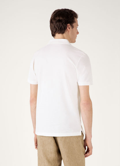 Mens Textured Jersey Polo Shirt In Ecru Mpol1074 Whcr