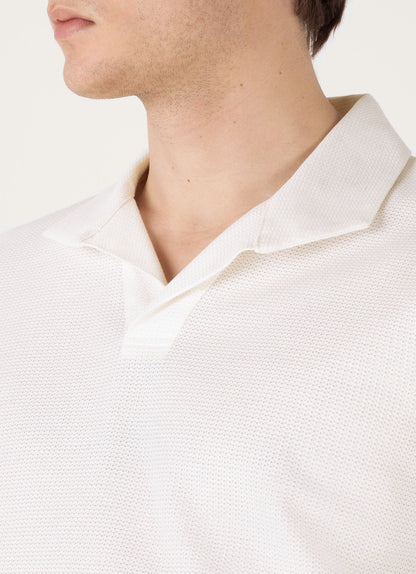Mens Textured Jersey Polo Shirt In Ecru Mpol1074 Whcr