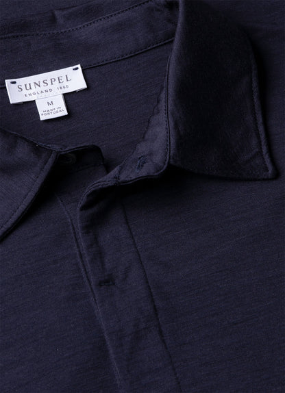 Mens Long Sleeve Ultrafine Merino Polo Shirt In Navy Mpol1075 Buaa