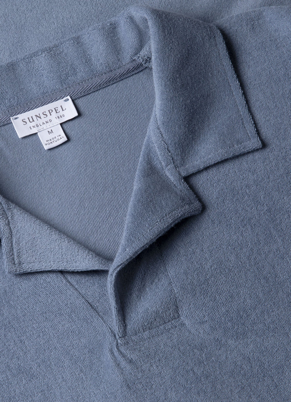 Mens Towelling Polo Shirt In Vintage Blue Mpol1574 Buwb