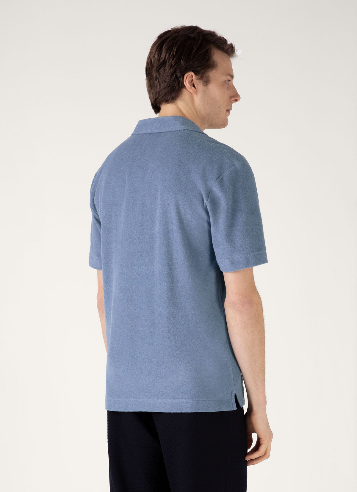 Mens Towelling Polo Shirt In Vintage Blue Mpol1574 Buwb