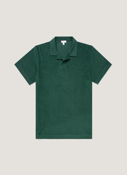 Mens Towelling Polo Shirt In Forest Mpol1574 Gnjd