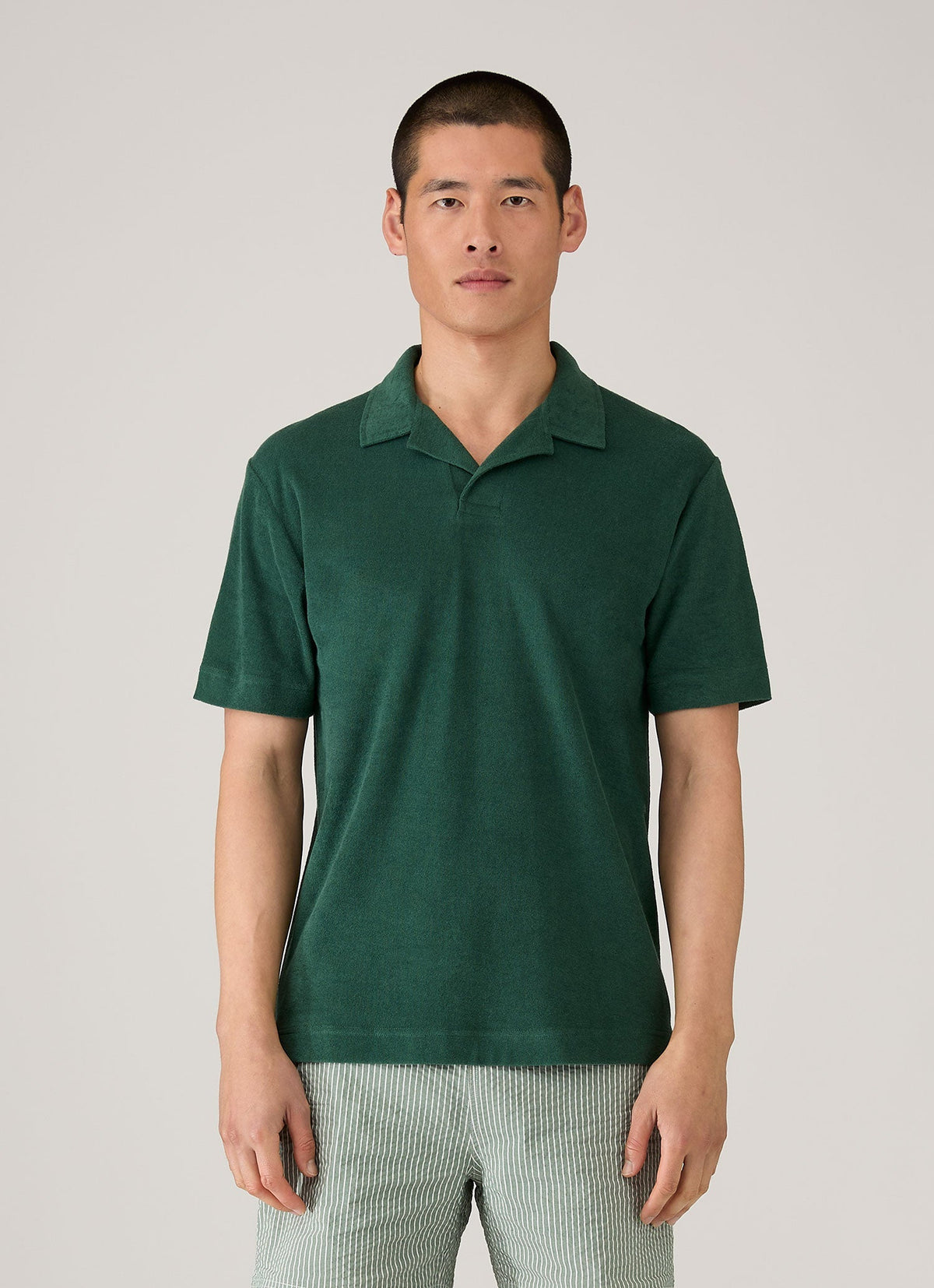 Mens Towelling Polo Shirt In Forest Mpol1574 Gnjd