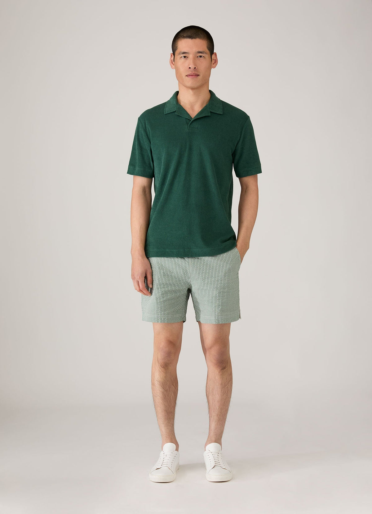 Mens Towelling Polo Shirt In Forest Mpol1574 Gnjd