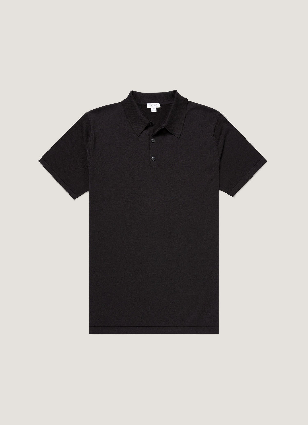 Mens Sea Island Cotton Knit Polo In Black