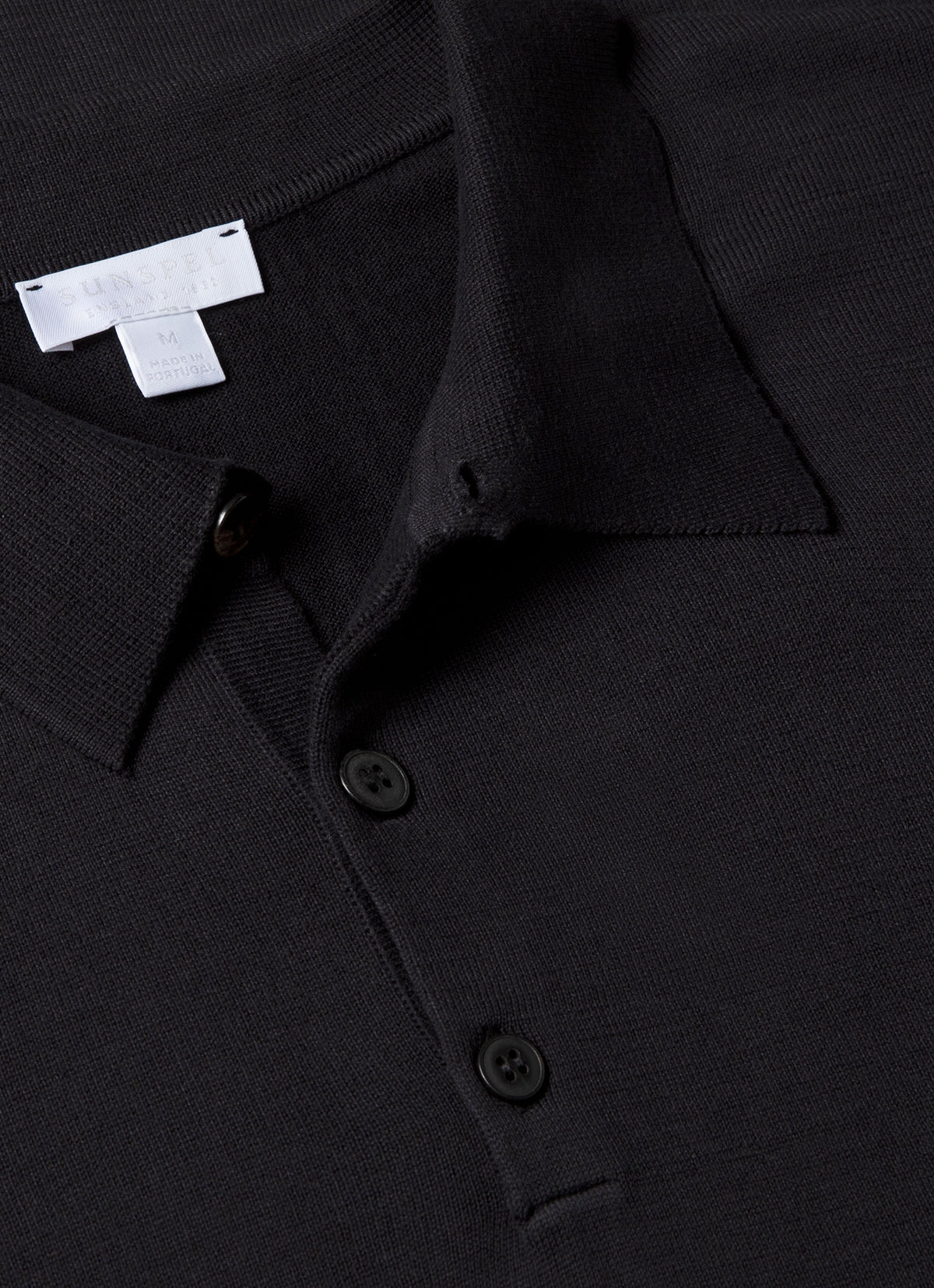Mens Sea Island Cotton Knit Polo In Black