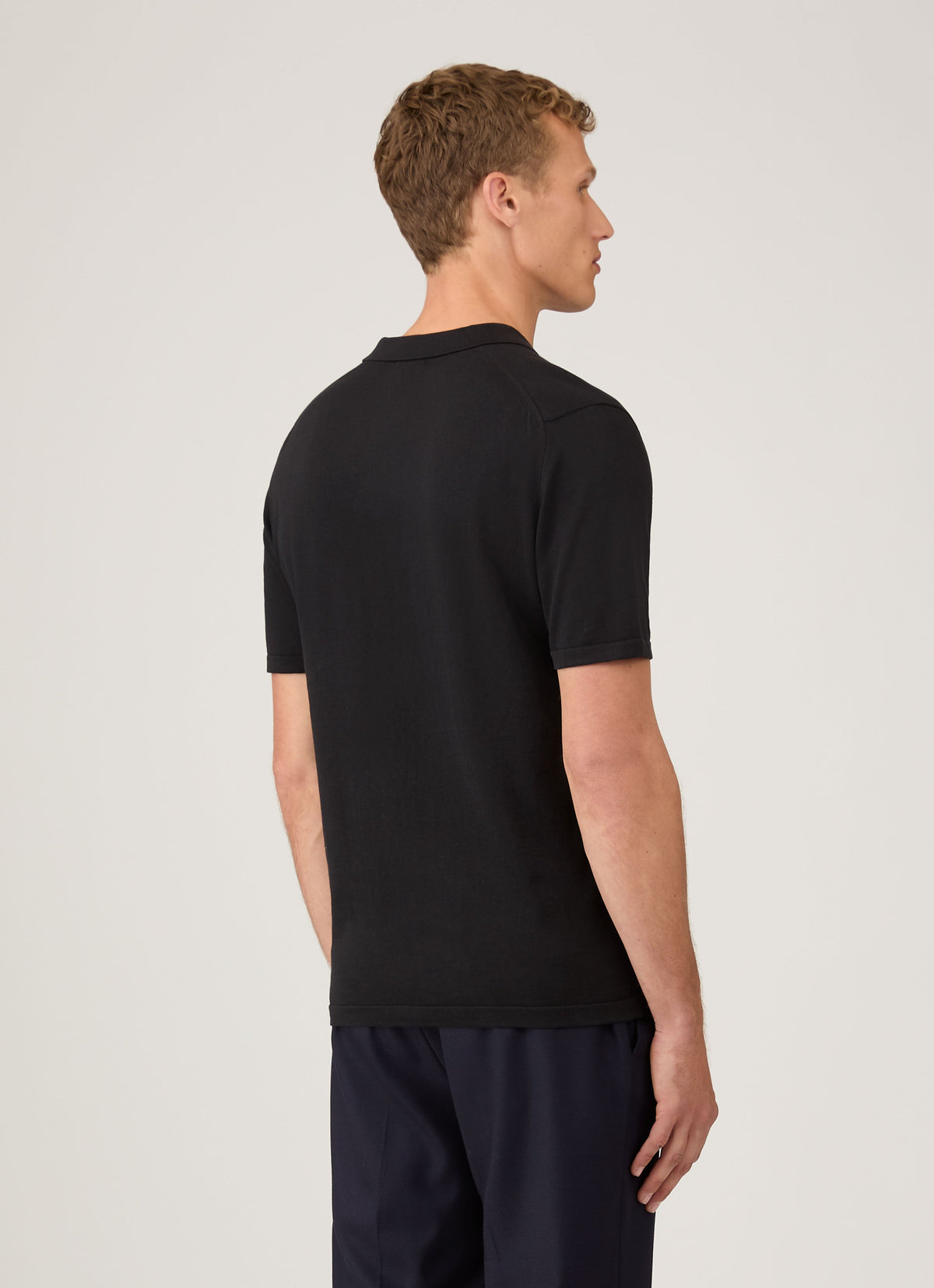 Mens Sea Island Cotton Knit Polo In Black