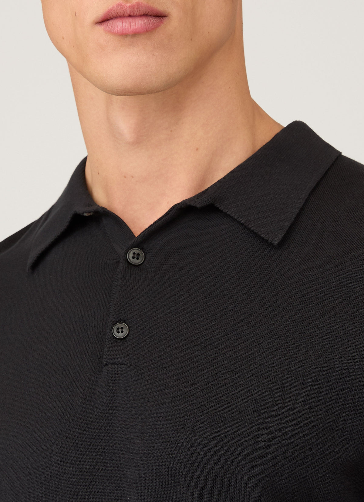 Mens Sea Island Cotton Knit Polo In Black