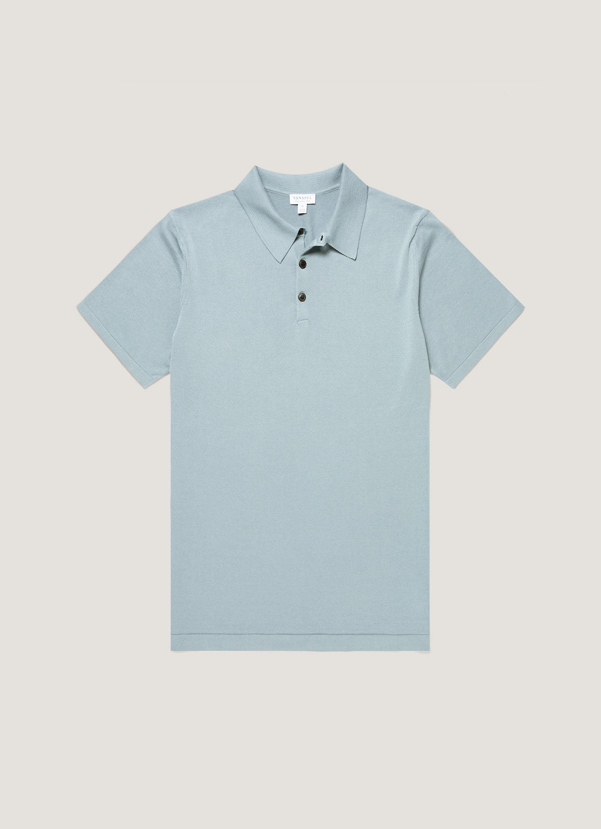 Mens Sea Island Cotton Knit Polo Shirt In Stone Blue Mpol8090 Buwt
