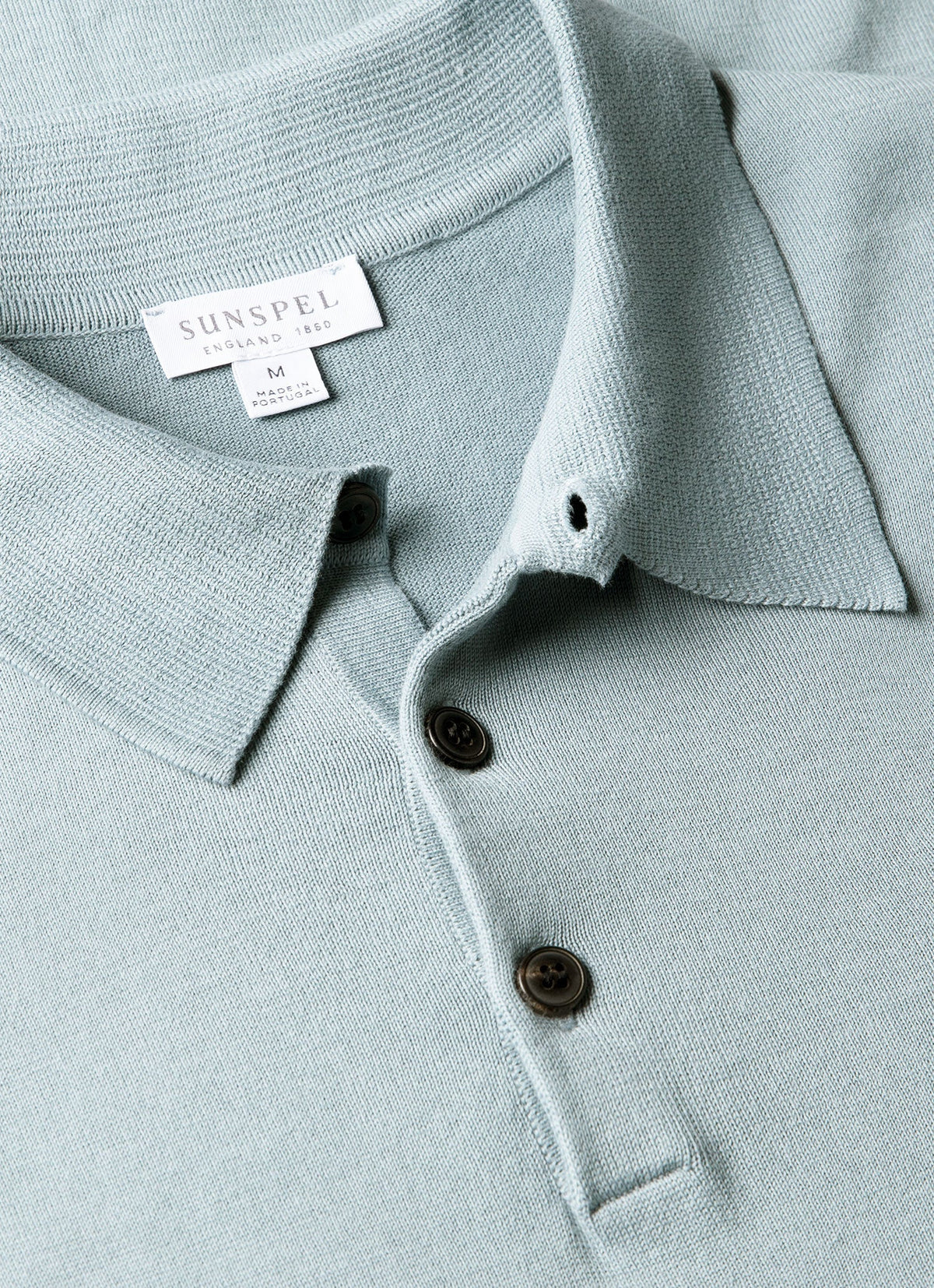 Mens Sea Island Cotton Knit Polo Shirt In Stone Blue Mpol8090 Buwt