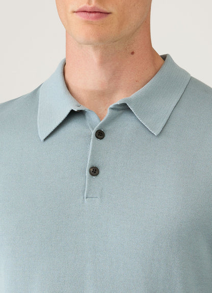 Mens Sea Island Cotton Knit Polo Shirt In Stone Blue Mpol8090 Buwt