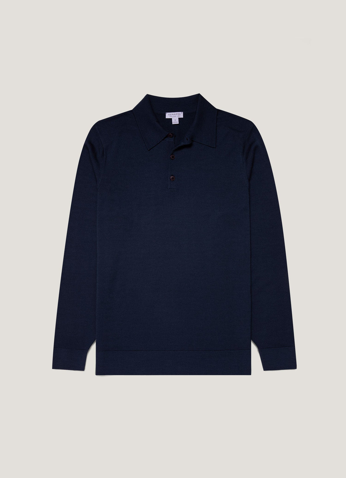 Mens Fine Merino Wool Polo Shirt In Light Navy
