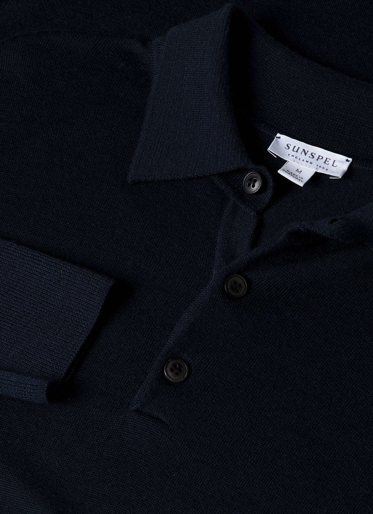 Mens Fine Merino Wool Polo Shirt In Light Navy