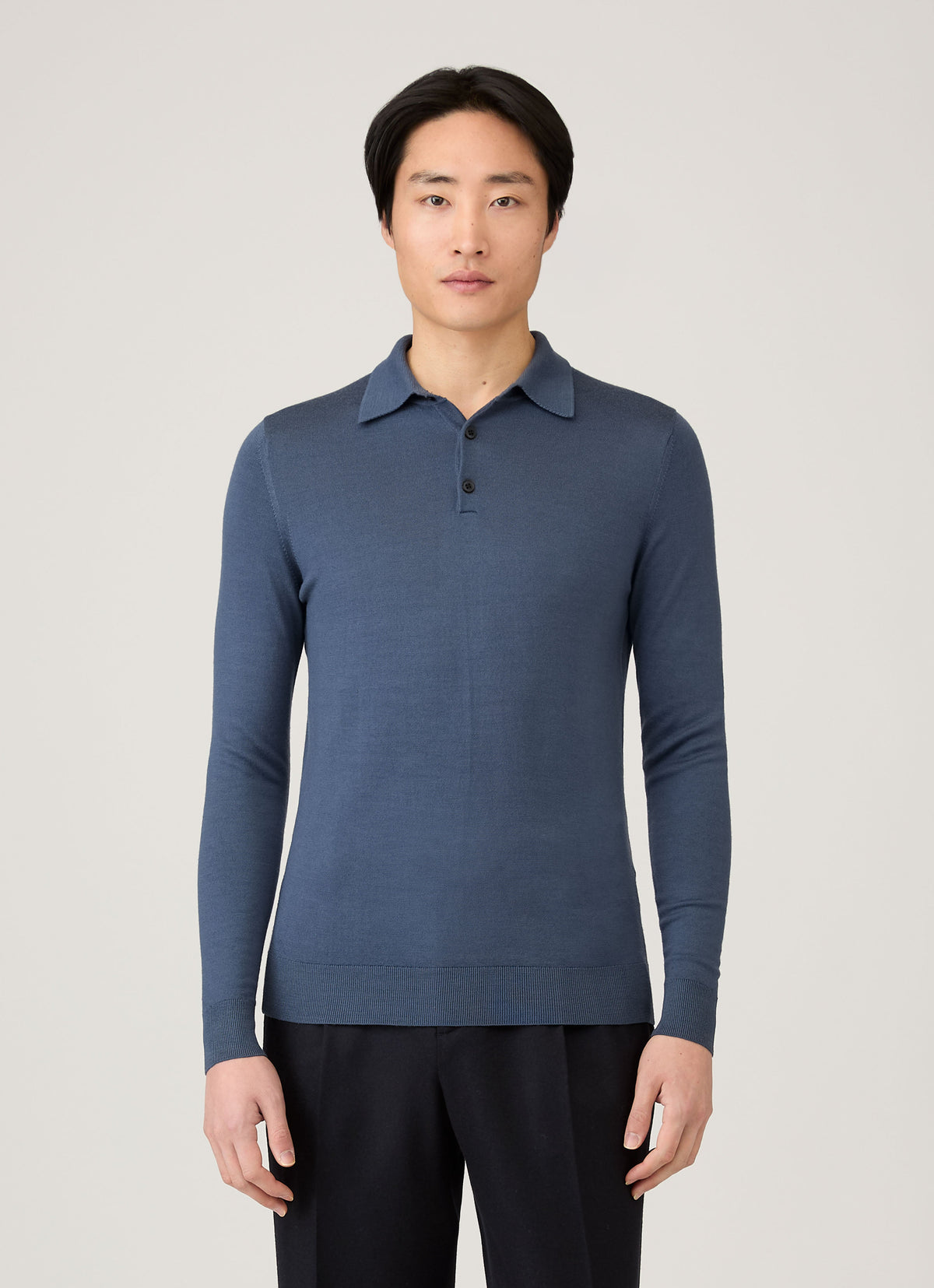 Mens Extra Fine Merino Polo Shirt In Slate Blue Mpol8092 Buua