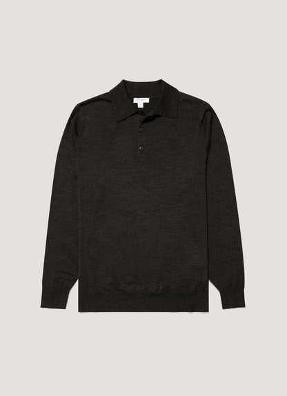 Ls Polo Shirt In Charcoal Melange