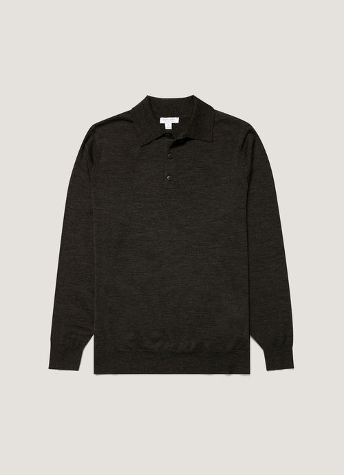Ls Polo Shirt In Charcoal Melange
