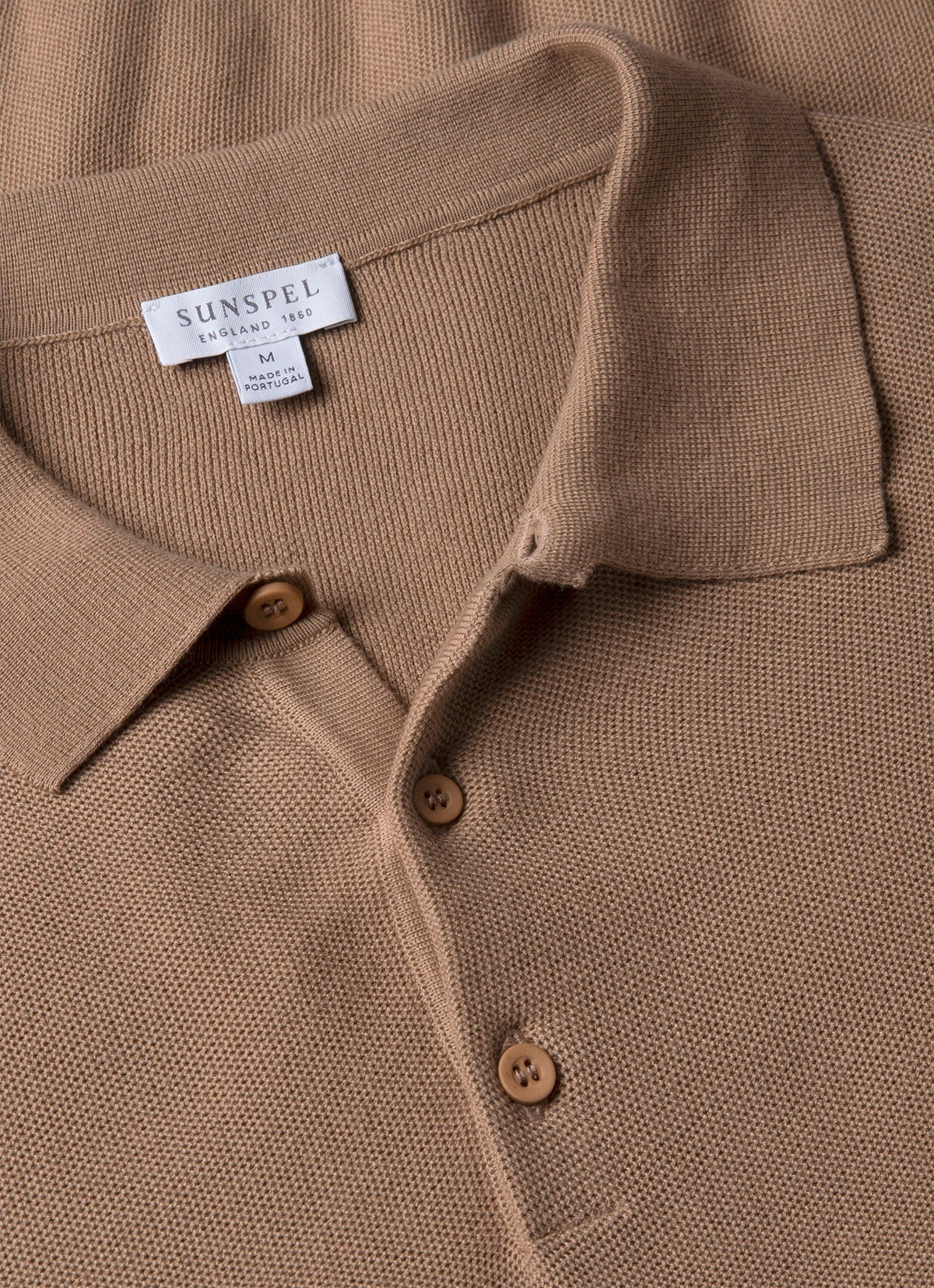 Men's Cotton Knit Polo Shirt in Dune