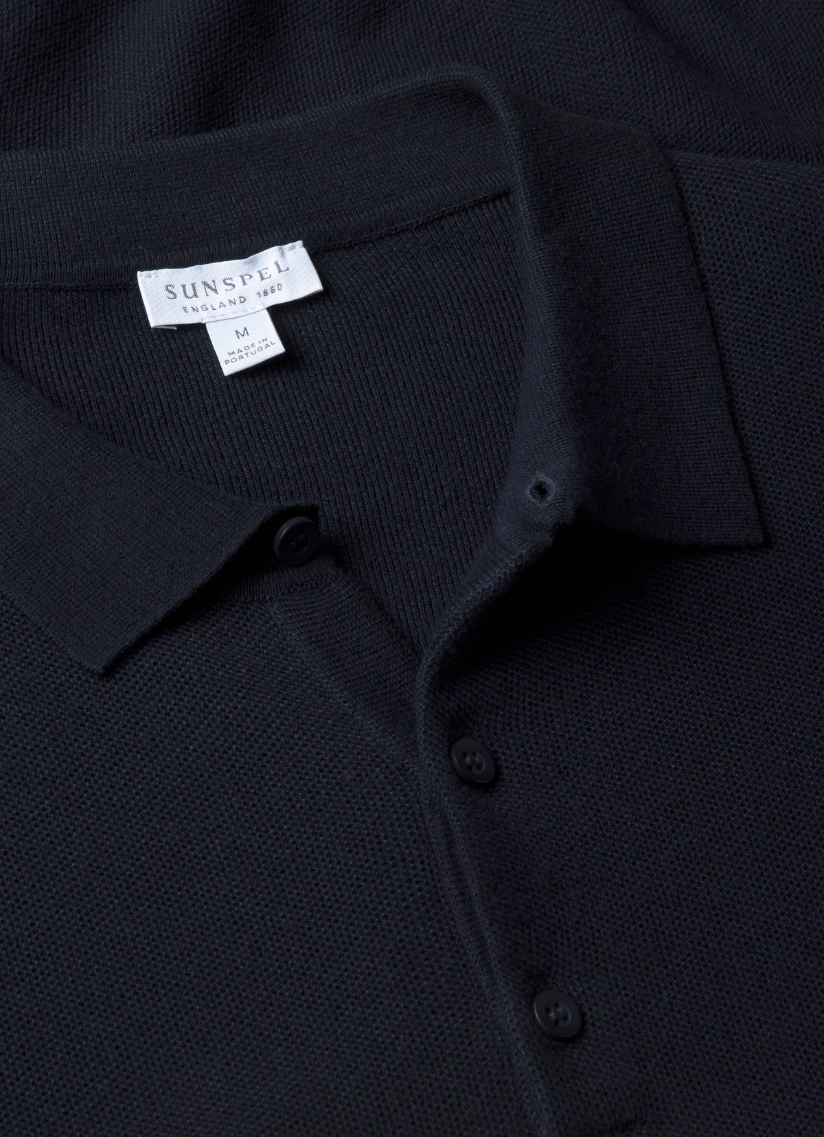 Mens Cotton Fine Texture Knitted Polo Shirt In Navy