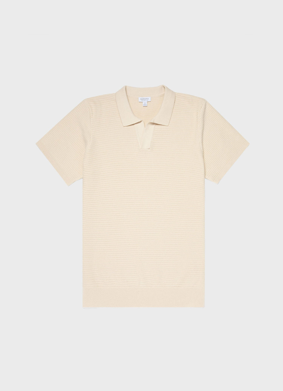 Mens Open Textured Polo Shirt In Ecru Mpol8193 Whcr