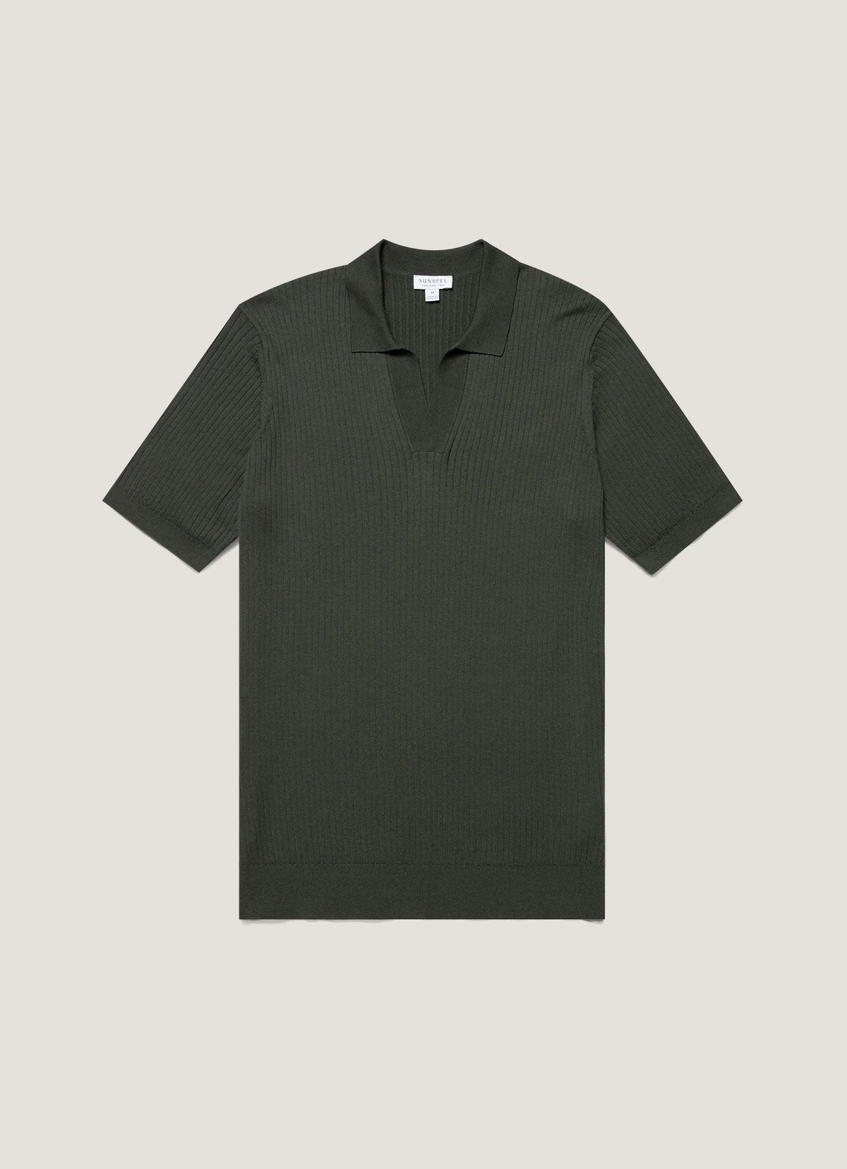 Mens Fine Rib Silk Cotton Polo Shirt In Dusk Green Mpol8241 Gnij