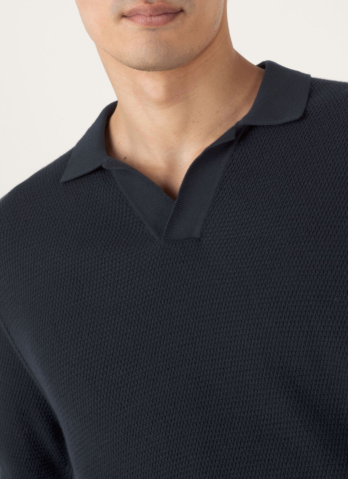 Mens Compact Mesh Knit Polo Shirt In Navy Mpol8280 Buaa
