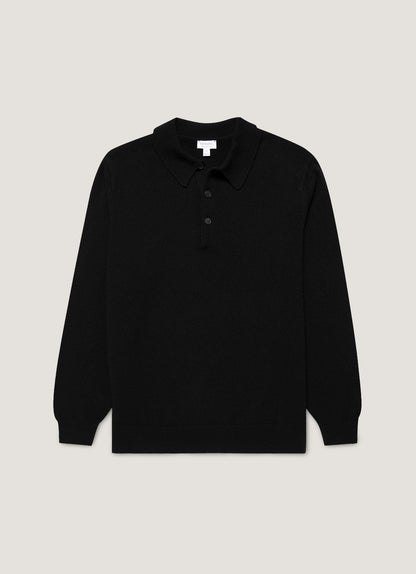 Mens Cashmere Polo Shirt In Black Mpol8293 Bkaa