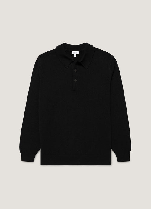 Mens Cashmere Polo Shirt In Black Mpol8293 Bkaa