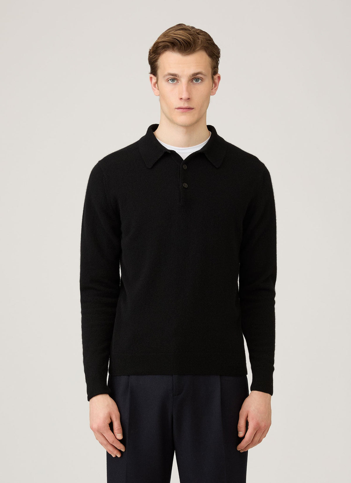 Mens Cashmere Polo Shirt In Black Mpol8293 Bkaa