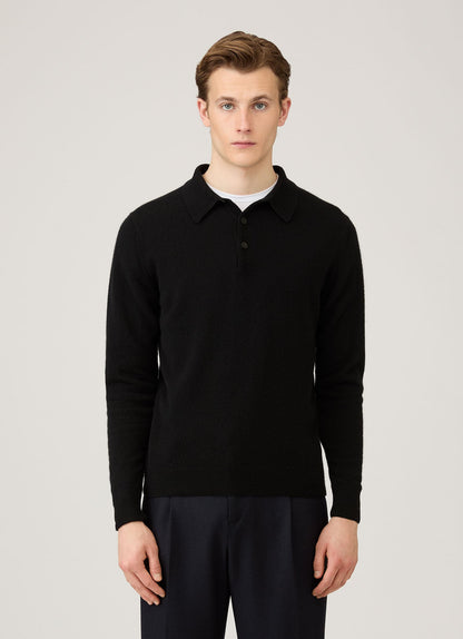 Mens Cashmere Polo Shirt In Black Mpol8293 Bkaa