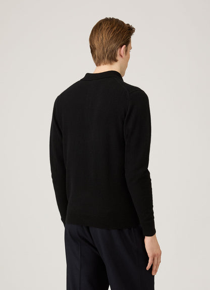 Mens Cashmere Polo Shirt In Black Mpol8293 Bkaa