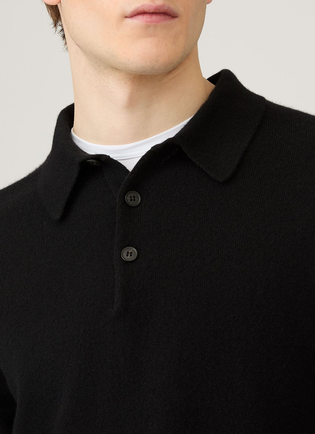 Mens Cashmere Polo Shirt In Black Mpol8293 Bkaa