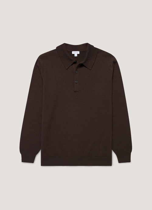 Mens Cashmere Polo Shirt In Truffle Mpol8293 Brgd