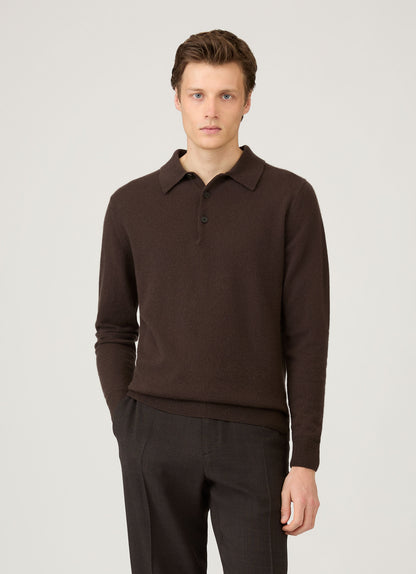 Mens Cashmere Polo Shirt In Truffle Mpol8293 Brgd