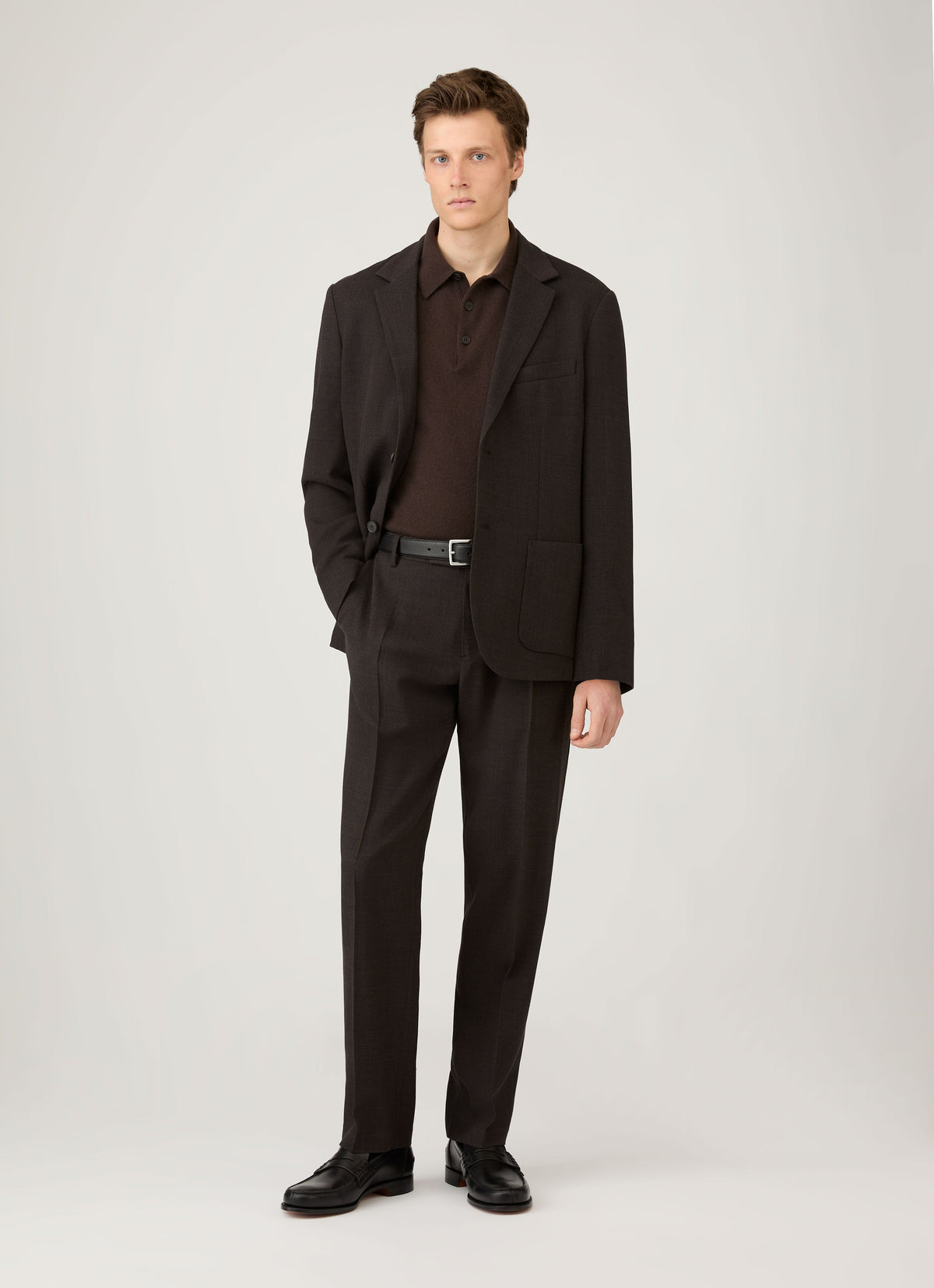 Mens Cashmere Polo Shirt In Truffle Mpol8293 Brgd
