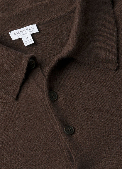 Mens Cashmere Polo Shirt In Truffle Mpol8293 Brgd