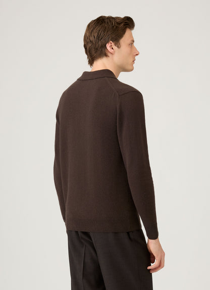 Mens Cashmere Polo Shirt In Truffle Mpol8293 Brgd