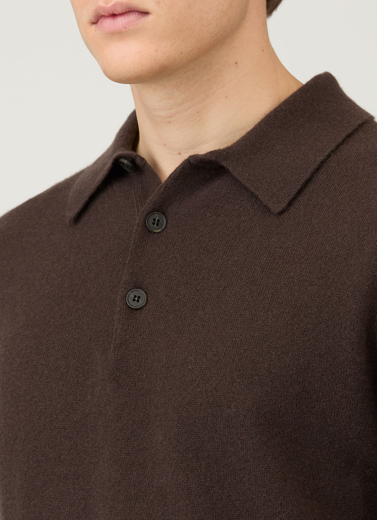 Mens Cashmere Polo Shirt In Truffle Mpol8293 Brgd
