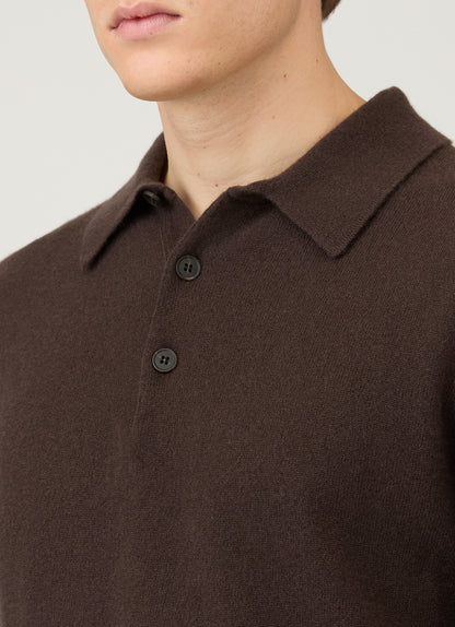Mens Cashmere Polo Shirt In Truffle Mpol8293 Brgd