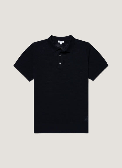 Mens Cotton Mesh Polo In Navy Mpol8316 Buaa