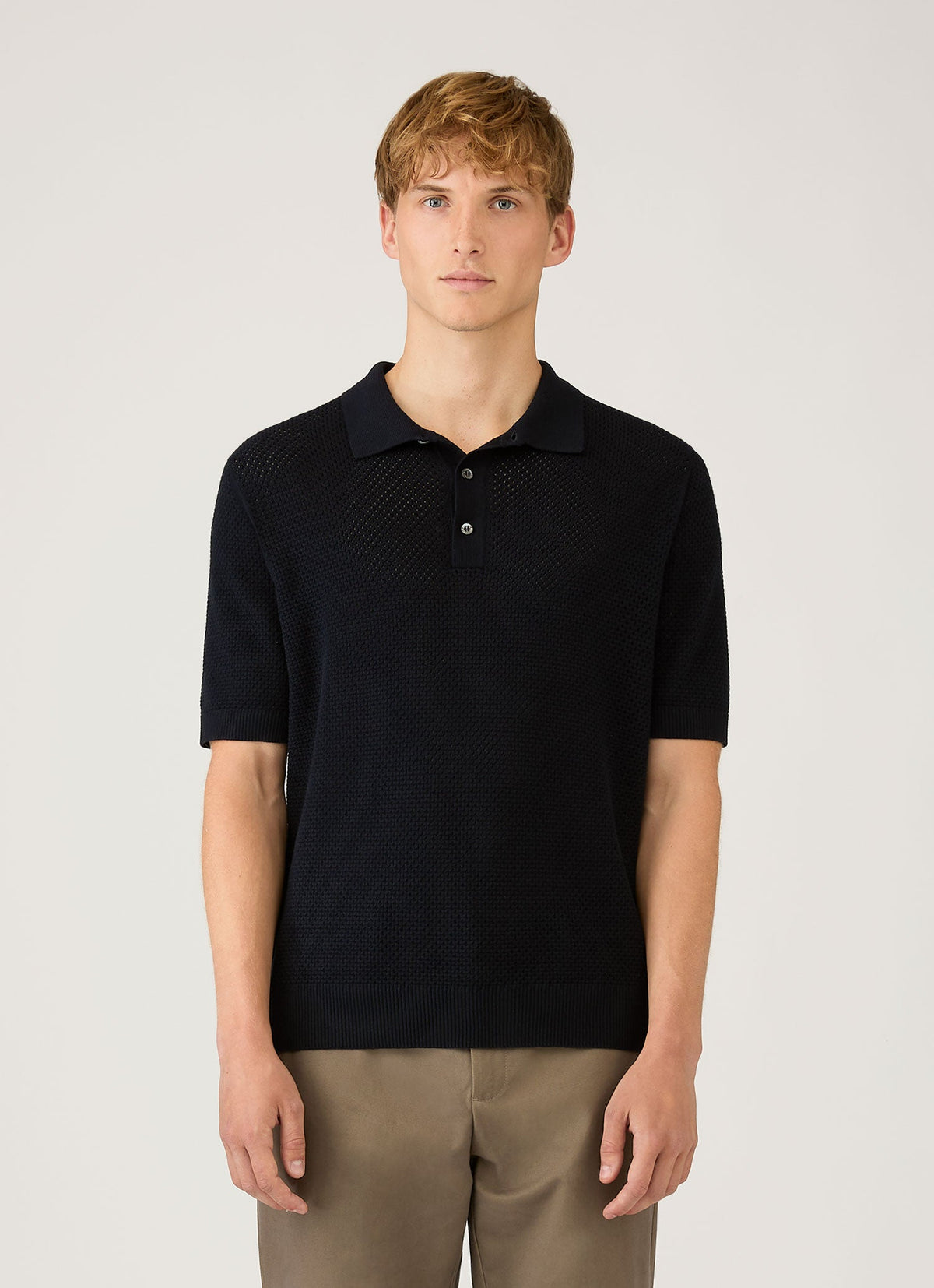 Mens Cotton Mesh Polo In Navy Mpol8316 Buaa