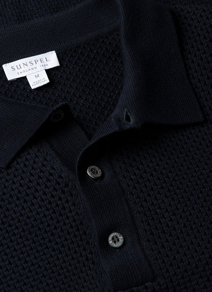 Mens Cotton Mesh Polo In Navy Mpol8316 Buaa