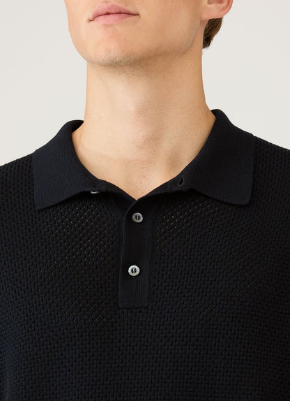 Mens Cotton Mesh Polo In Navy Mpol8316 Buaa