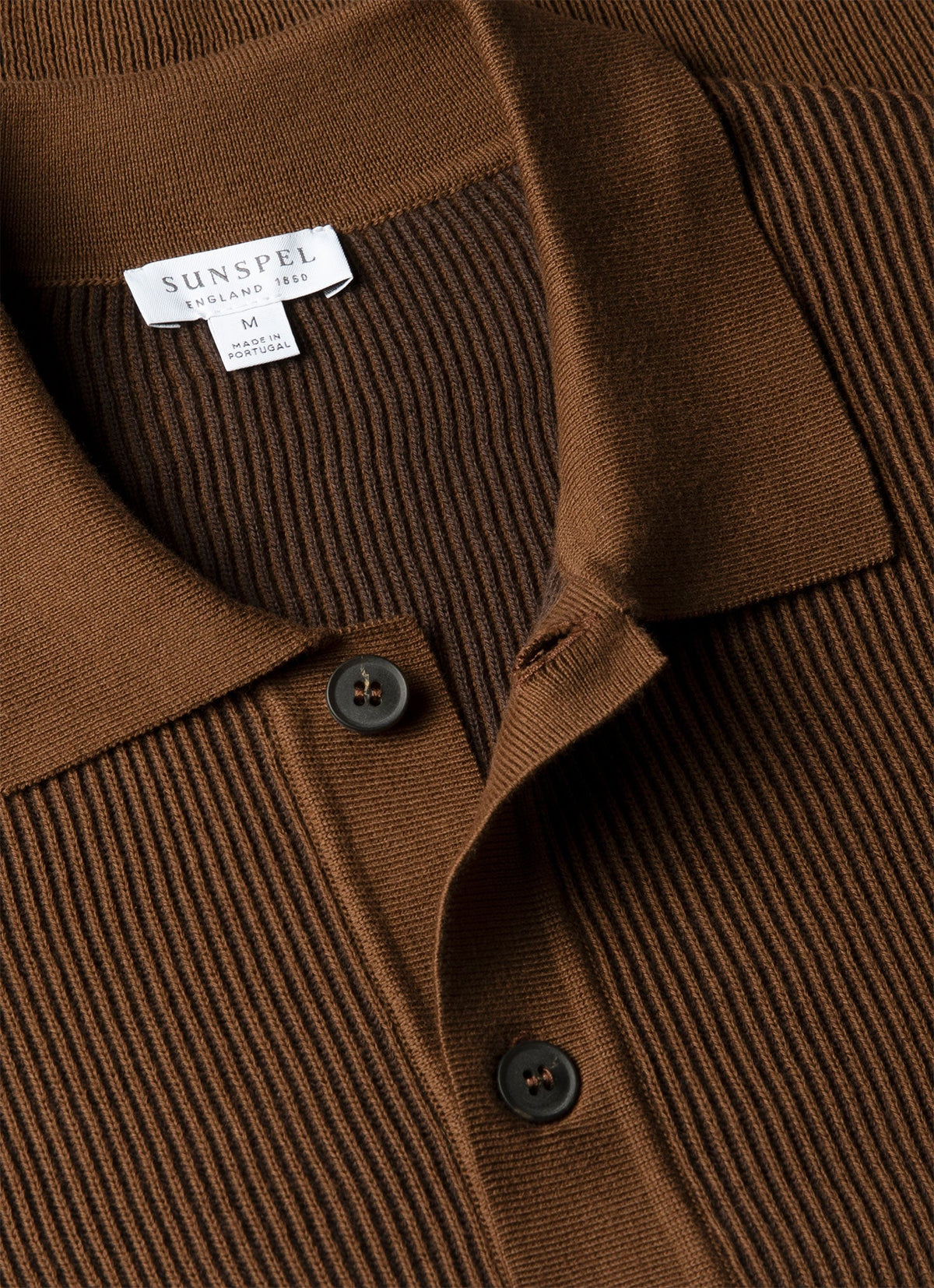 Mens Two Colour Rib Polo Shirt In Bronze Mpol8317 Brgu